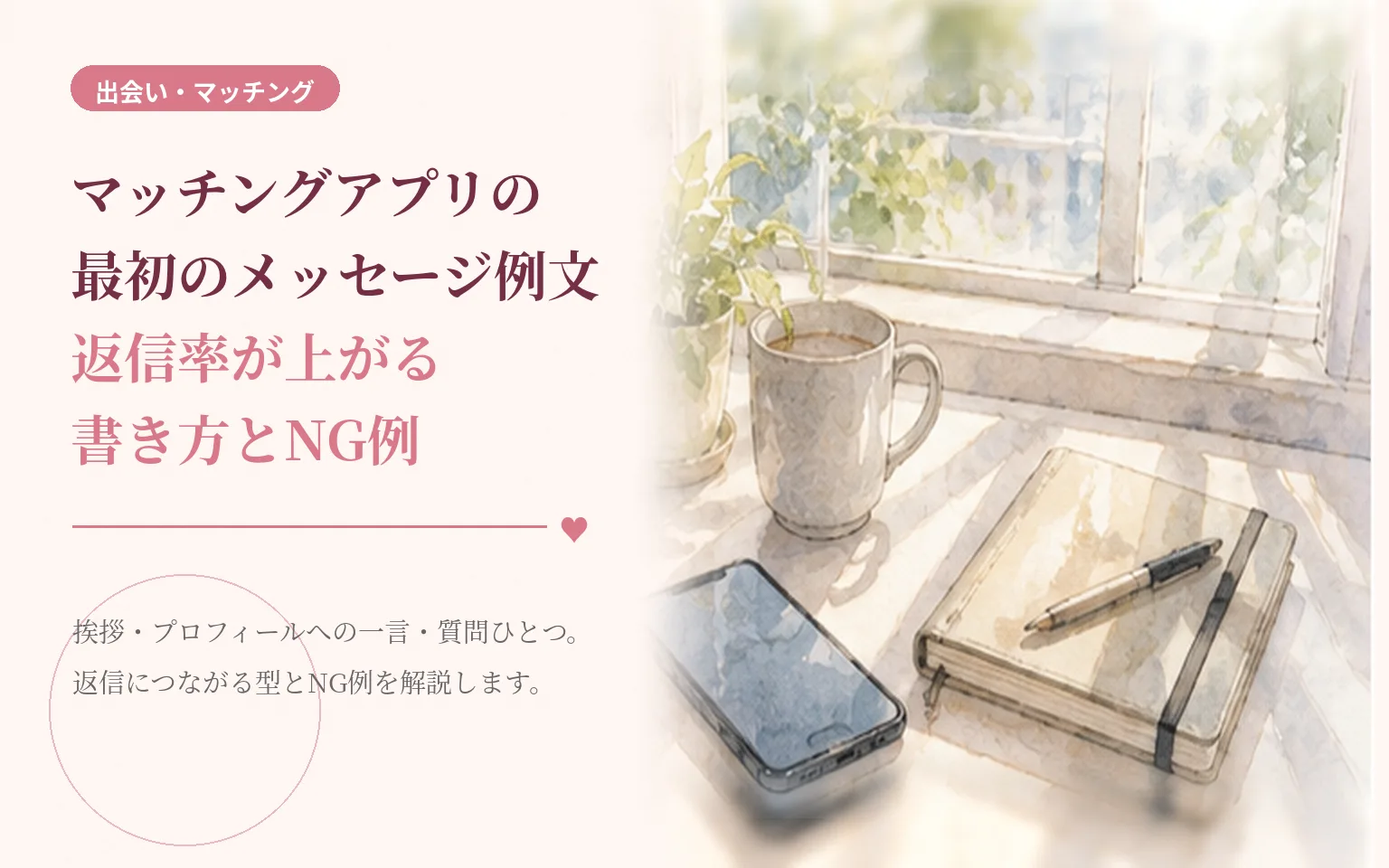 マッチングアプリの最初のメッセージ例文｜返信率が上がる書き方とNG例