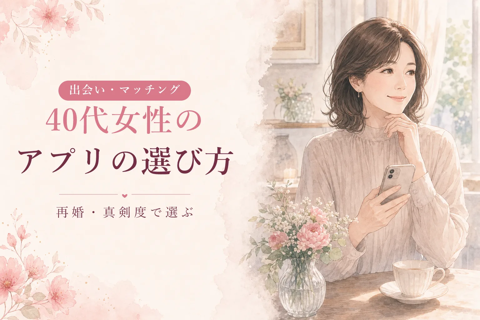 40代女性におすすめのマッチングアプリの選び方｜再婚・真剣度で選ぶ