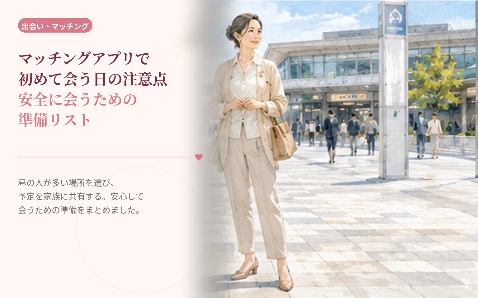 マッチングアプリで初めて会う日の注意点｜安全に会うための準備リスト