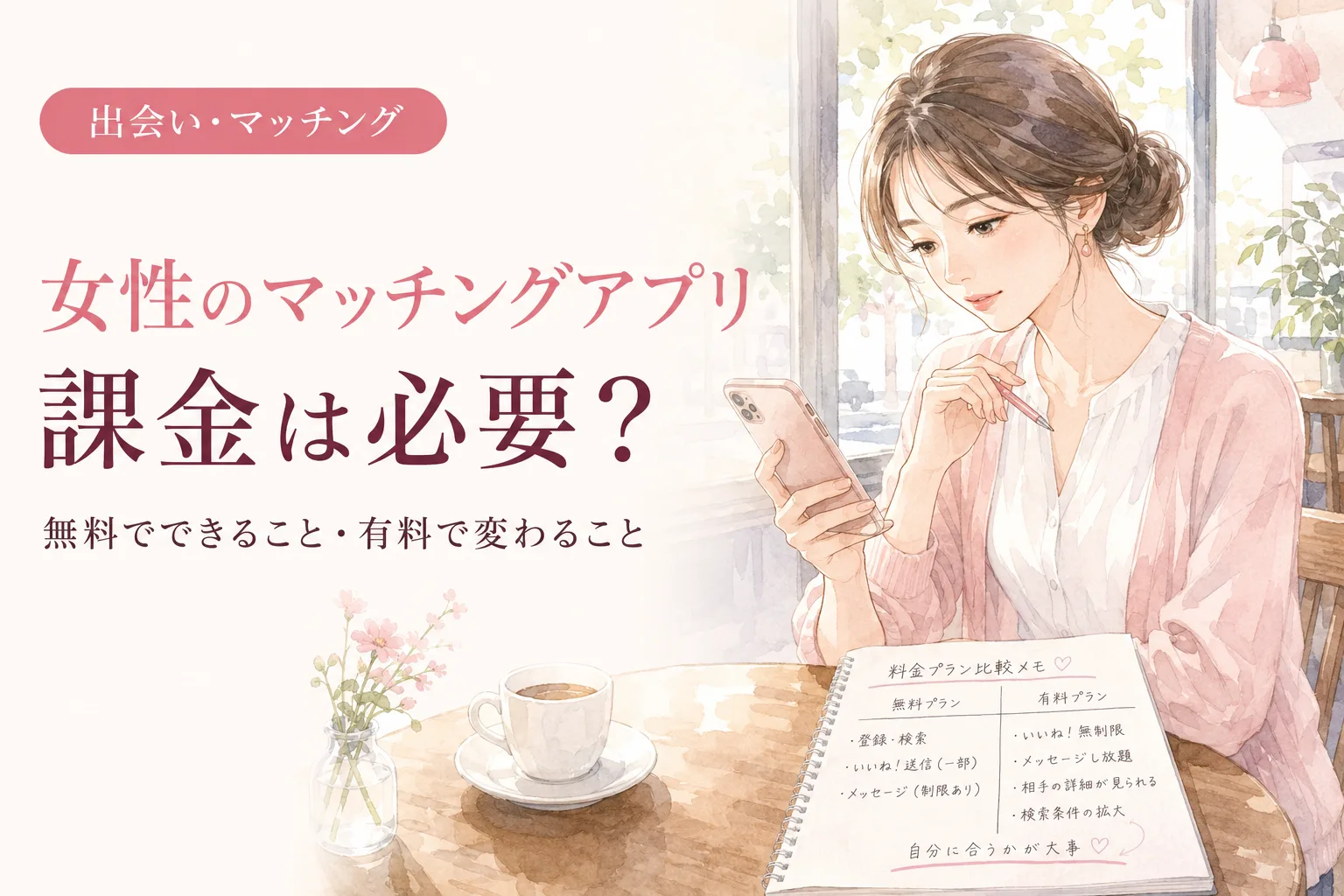 女性のマッチングアプリ課金は必要？無料でできること・有料で変わること