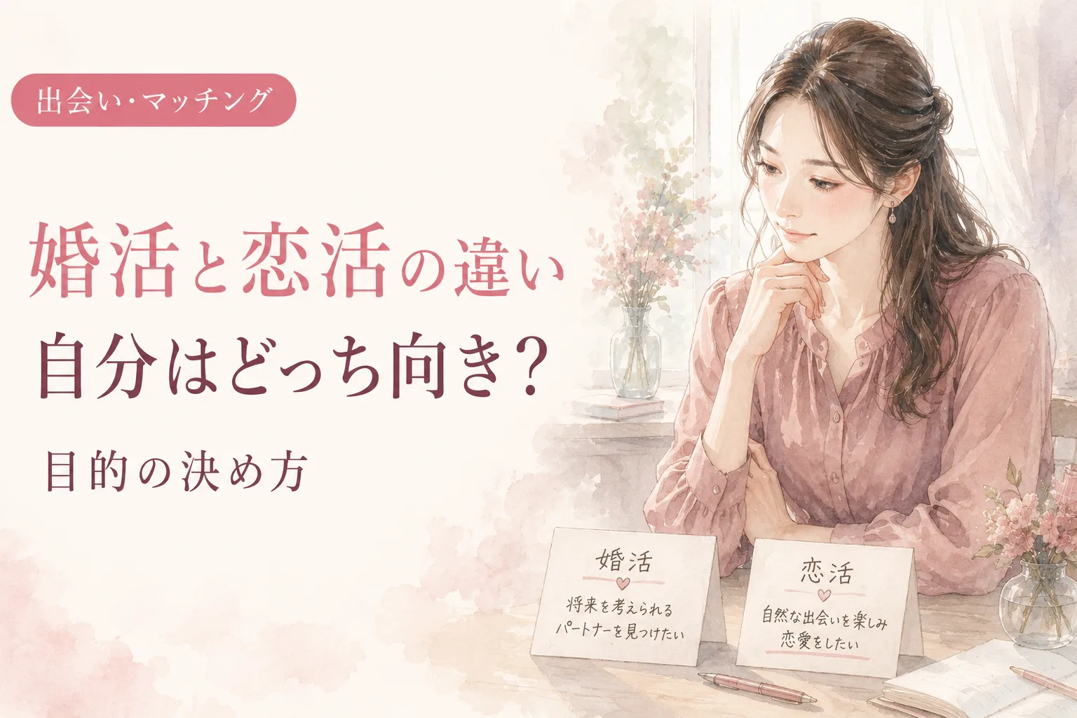 婚活と恋活の違い｜自分はどっち向き？目的の決め方