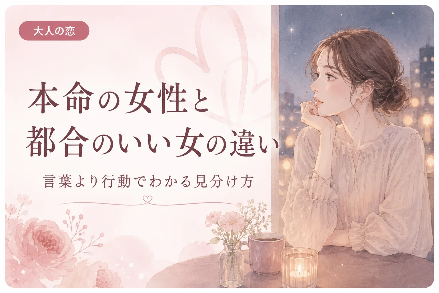 本命の女性と都合のいい女の違い｜言葉より行動でわかる見分け方