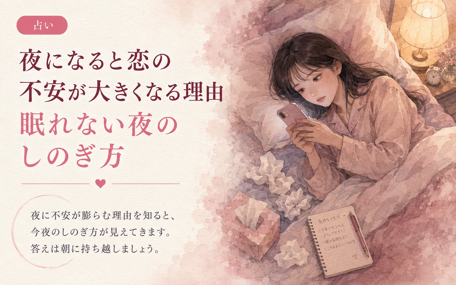 夜になると恋の不安が大きくなる理由|眠れない夜のしのぎ方